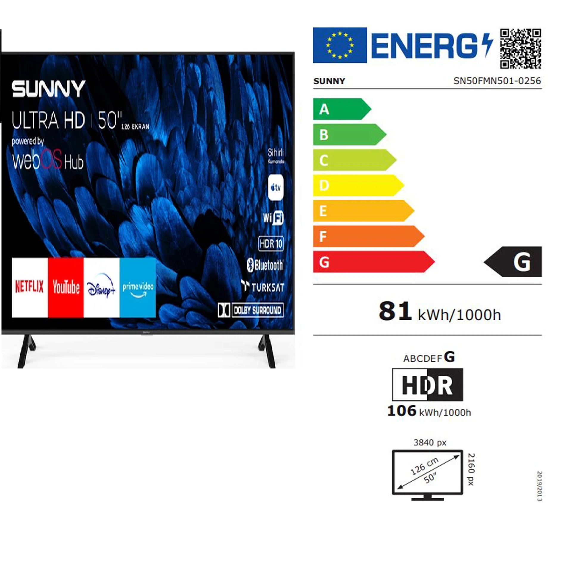 Sunny SN50FMN501 Tizen Smart Led TV 4K UHD 8682442104939