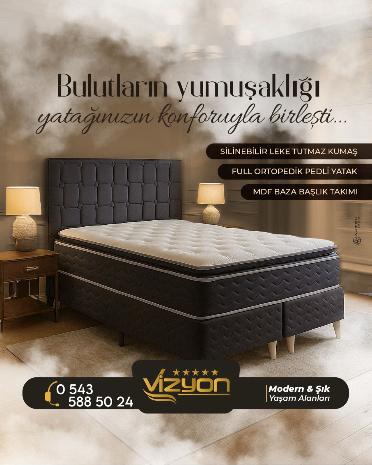 vizyon 160*200  gri yatak baza başlık