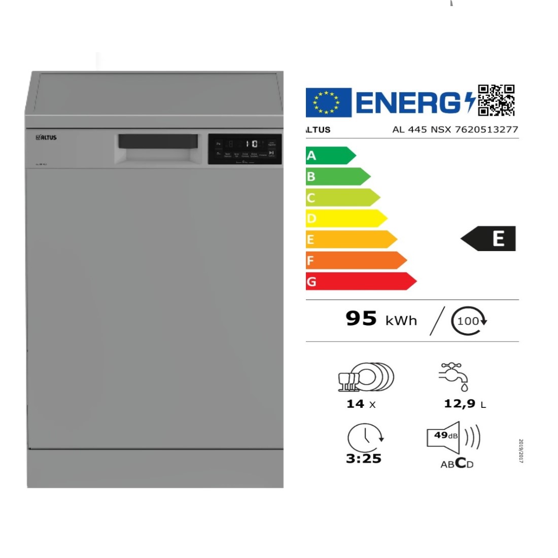 altus  AL 445NSX silver bulaşık makinesi 8690842434754